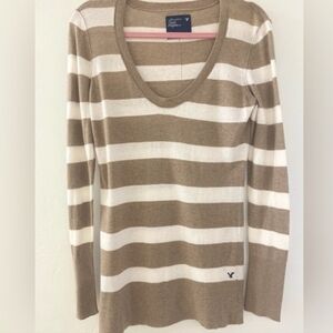 American Eagle Striped Fitted Sweater
